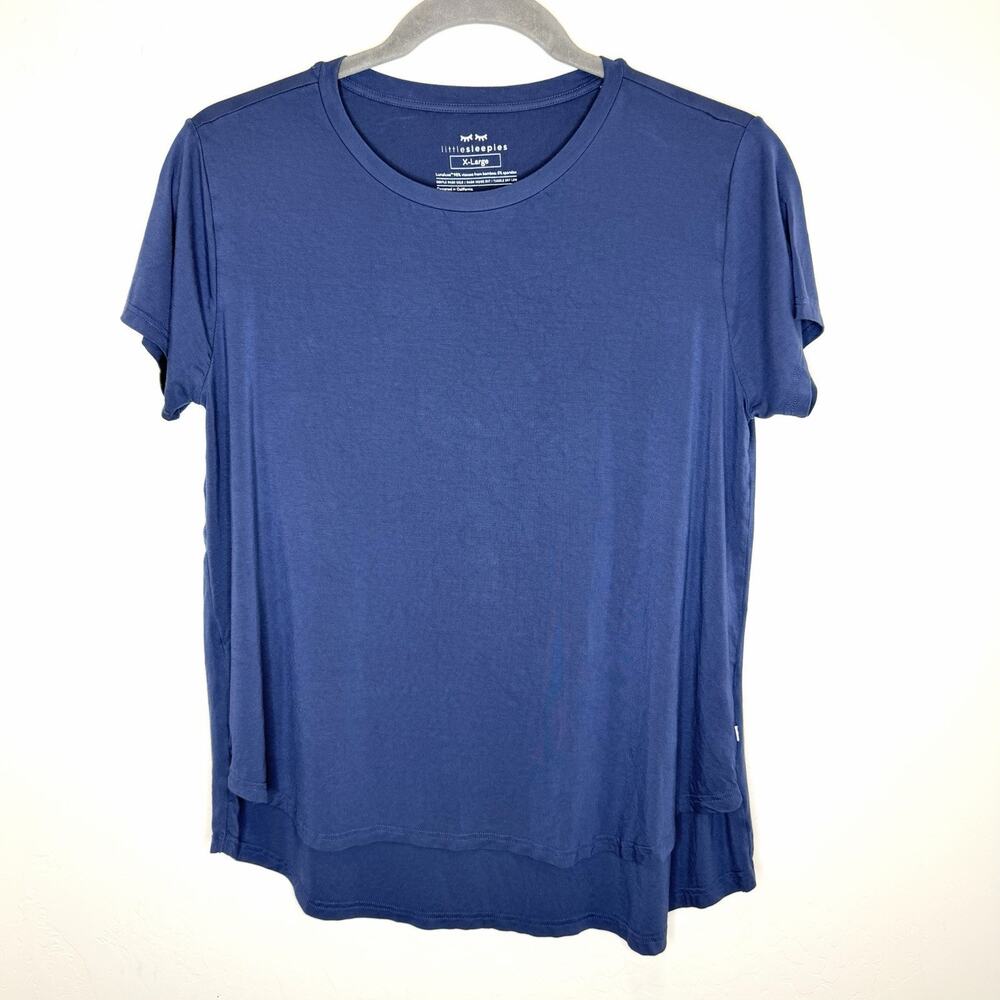 Little Sleepies Double Layer Soft Bamboo Top Womens XL Blue Short Sleeve